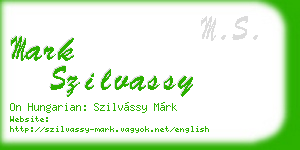 mark szilvassy business card